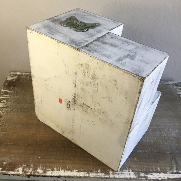 10” Shabby wood box riser display with different heights for decor or plants - Picture 5 of 6